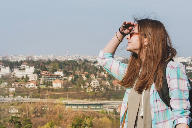 Tourist girl looking somewhere