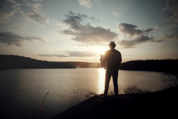 Tourist making photo of the nature