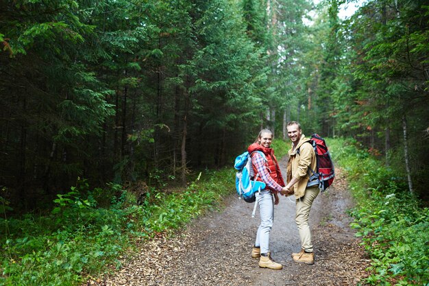 Tourists in forest