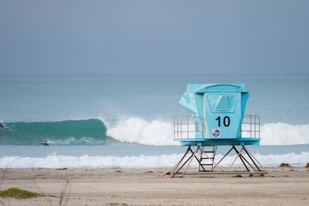 Free photo tower number ten in the beach, lifeguard