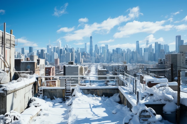 Free photo town covered in extreme weather snow