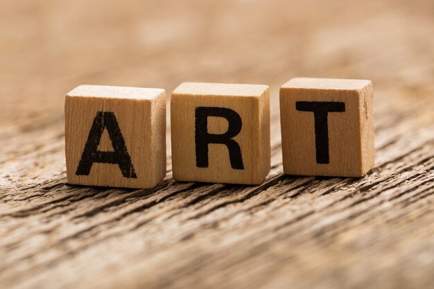 Toy bricks on the table with word art