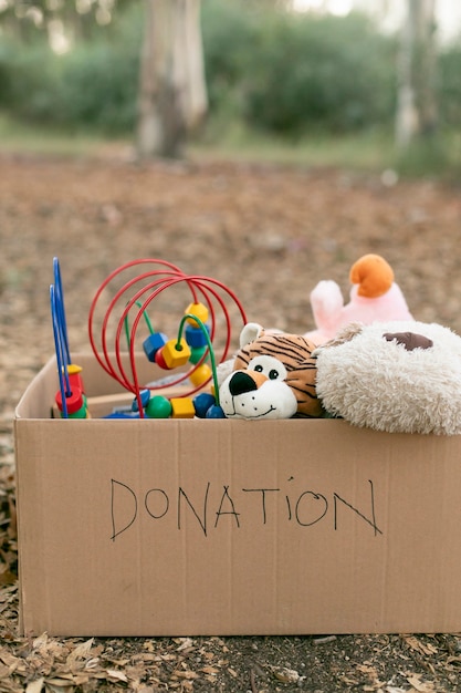 Free Photo toys donation in box outdoors