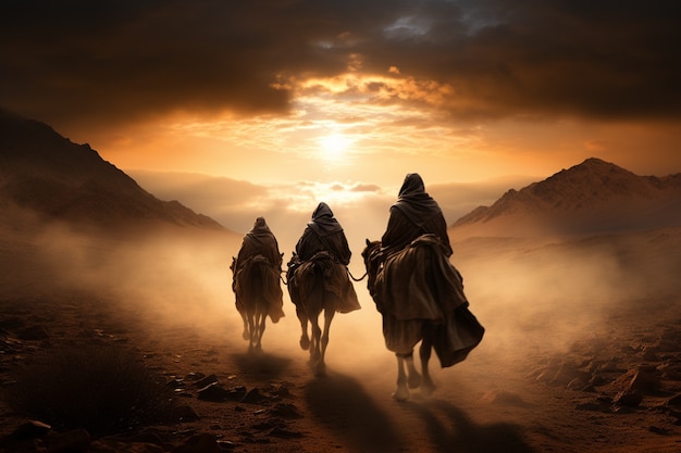 Free photo toys of three wise men on camels