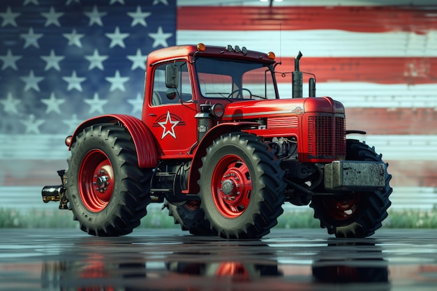 Free photo tractor with the american flag for us national loyalty day celebration