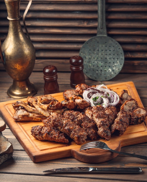 Traditional azeri lulya and tikya kebab