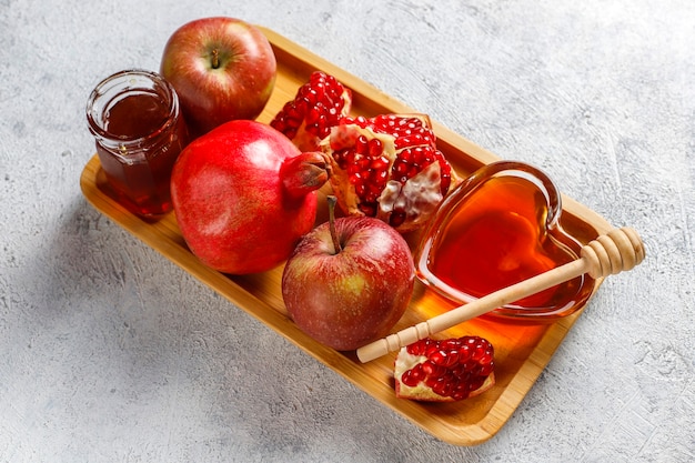 Free Photo traditional food of jewish new year - rosh hashana.