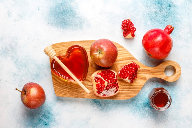 Free Photo traditional food of jewish new year - rosh hashana.