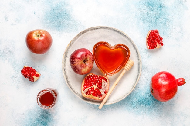 Free Photo traditional food of jewish new year - rosh hashana.