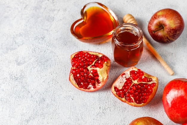 Free Photo traditional food of jewish new year - rosh hashana.