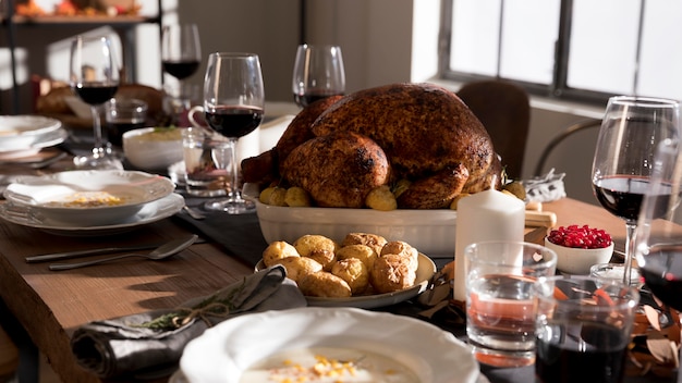 Traditional food served on thanksgiving day event