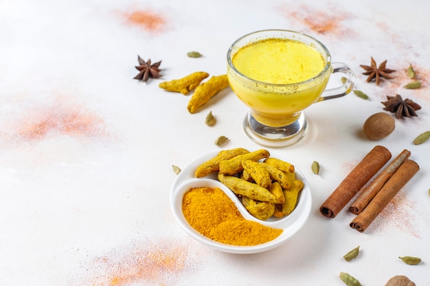 Free Photo traditional indian drink turmeric golden milk .