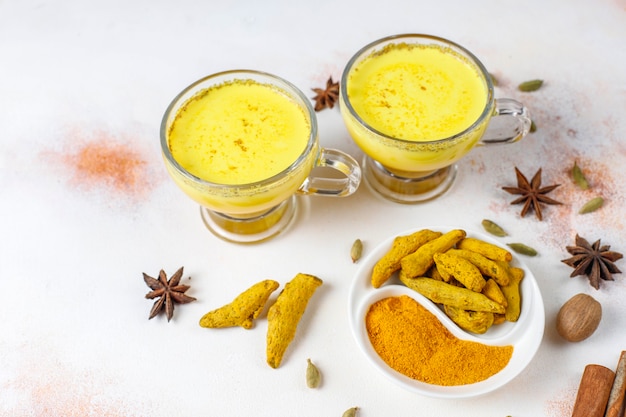 Free Photo traditional indian drink turmeric golden milk.