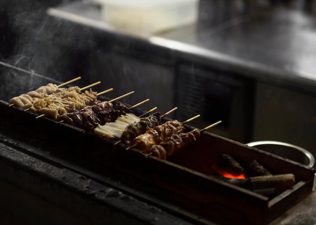 Free Photo traditional japanese food on the grill