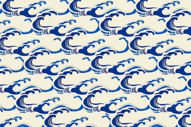 Traditional Japanese wave pattern, remix of artwork by Watanabe Seitei