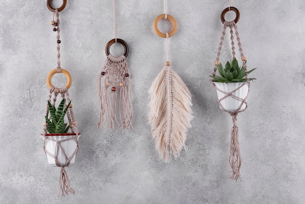 Free photo traditional macrame arrangement indoors