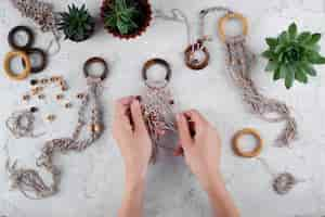 Free photo traditional macrame arrangement indoors