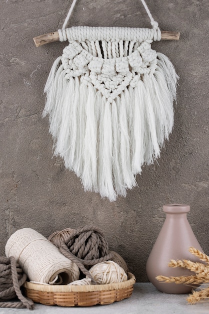 Traditional macrame assortment indoors