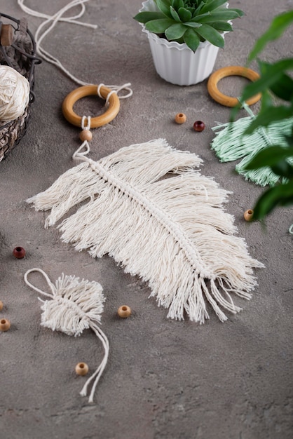 Free Photo traditional macrame composition indoors