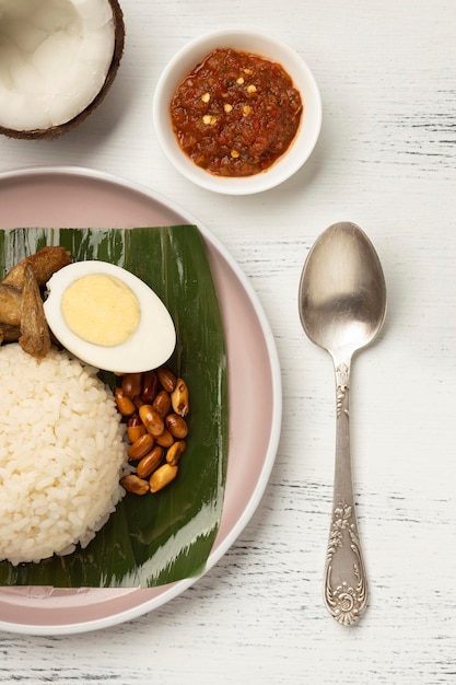 Free photo traditional nasi lemak meal arrangement