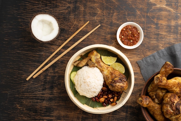 Free photo traditional nasi lemak meal assortment