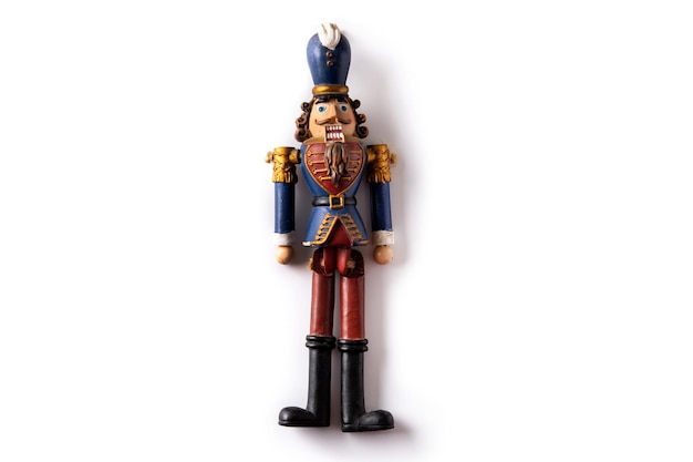 Free photo traditional nutcracker figure isolated on white background