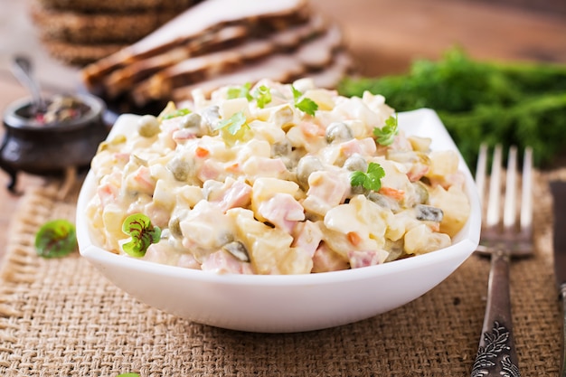 Free Photo traditional russian salad "olivier"