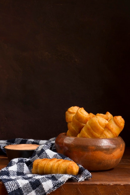 Free Photo traditional venezuelan cheese sticks arrangement