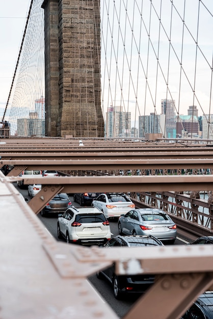 Free photo traffic on the bridge top view