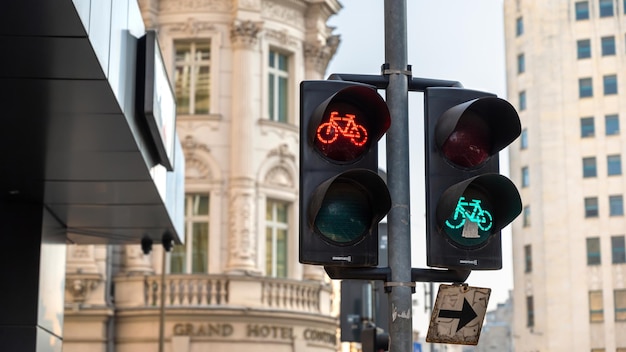 Free photo traffic light for bicycles in bucharest romania