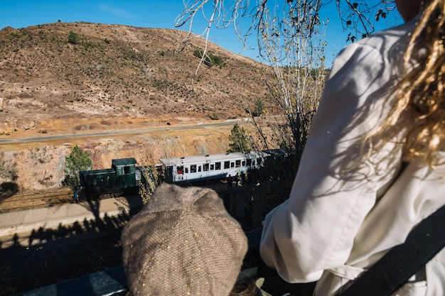 Train riding in hills