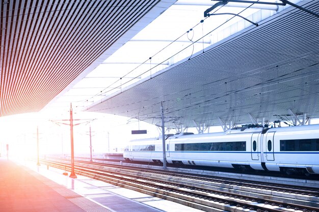 Train station at sunset