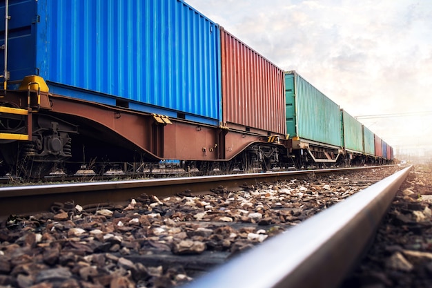 Free Photo train wagons carrying cargo containers for shipping companies