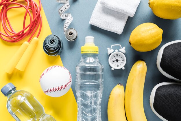 Training accessories on multicolored background