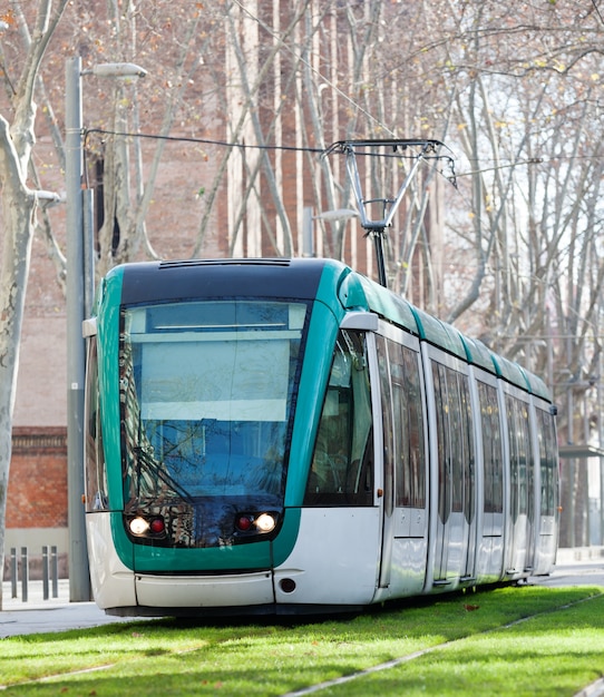 Free photo tram on street of city