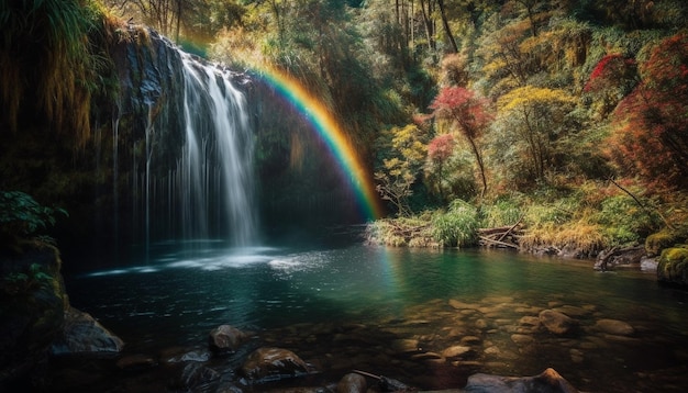 Free photo tranquil scene of flowing water in forest generated by ai