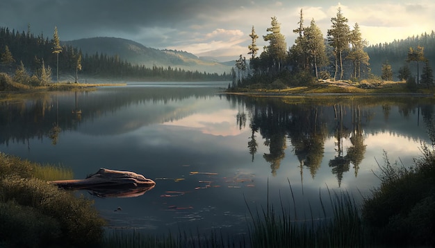 Tranquil scene reflects beauty of mountain range generative AI