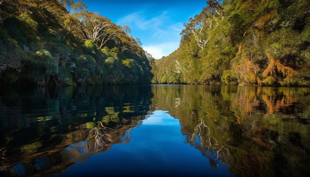 Tranquil scene reflects natural beauty in outdoors generated by AI