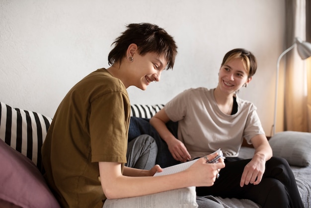 Trans couple spending time together