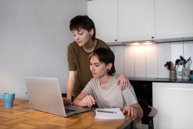 Trans couple working together