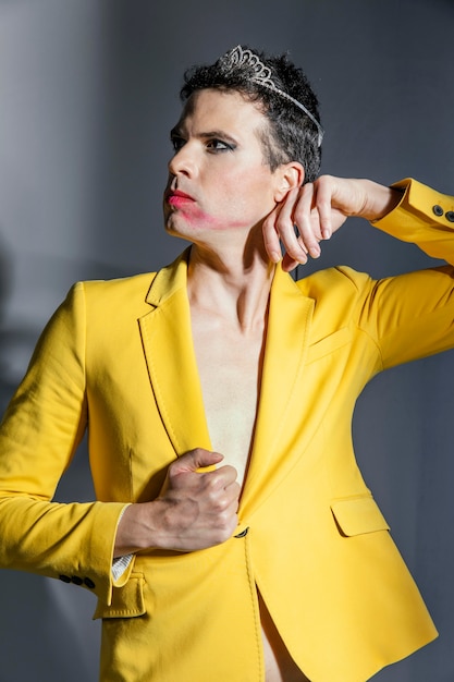 Free Photo transgender person wearing yellow jacket