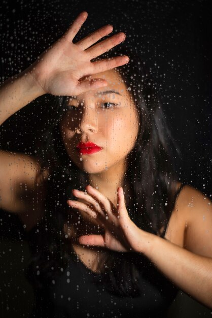 Translucent and blurred portrait of woman