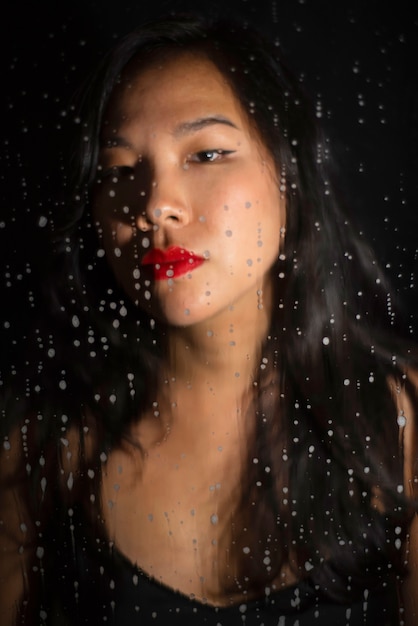 Translucent and blurred portrait of woman