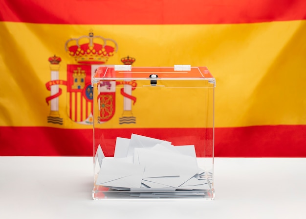 Free Photo transparent ballot box on spanish flag background