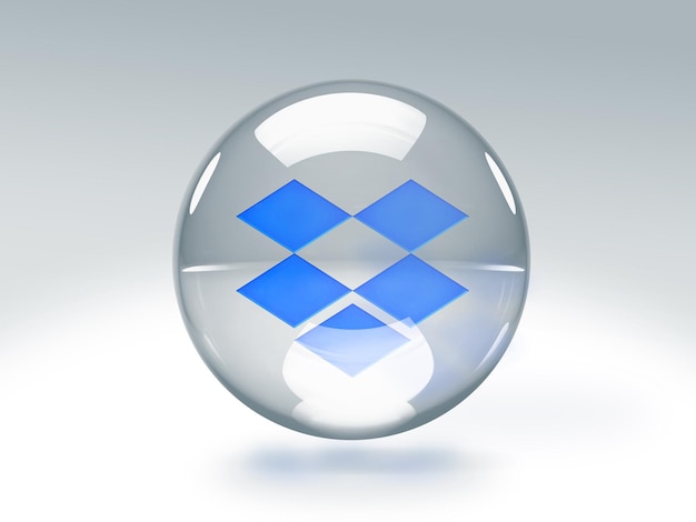 Free Photo transparent glass bubble with dropbox logo inside it isolated on transparent background