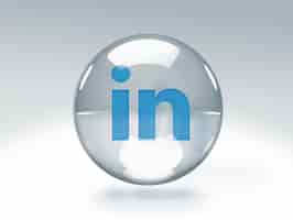 Free photo transparent glass bubble with linkedin logo inside it isolated on transparent background