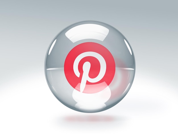 Free photo transparent glass bubble with pinterest logo inside it isolated on transparent background