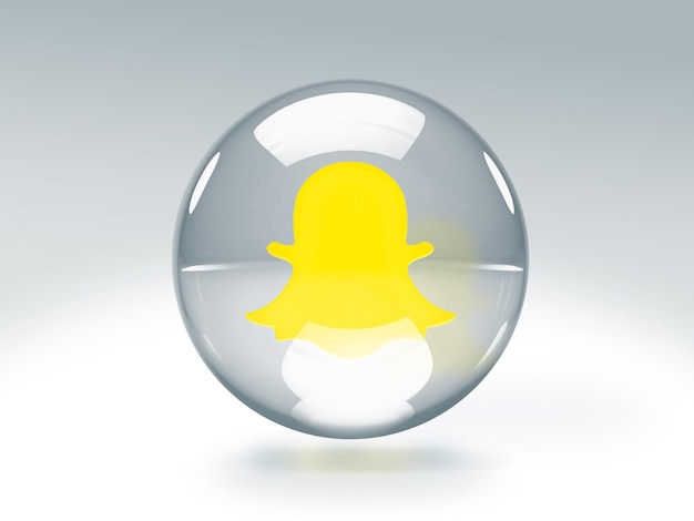 Free photo transparent glass bubble with snapchat logo inside it isolated on transparent background