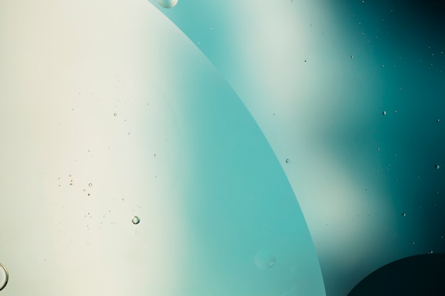 Transparent oily bubbles on vibrant copy space watery background