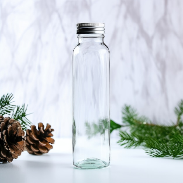 Free photo transparent water bottle indoors